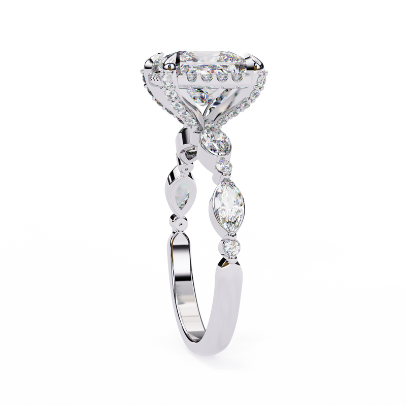 14k IGI certified princess ring with E-F color VVS-VS clarity diamonds 103
