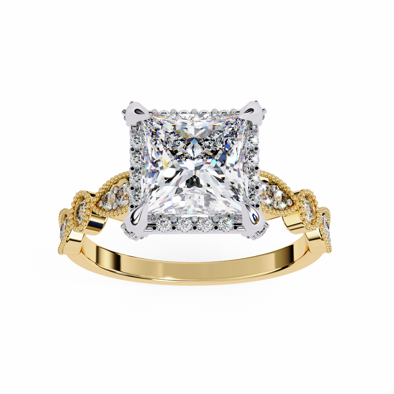 14k IGI certified princess ring with E-F color VVS-VS clarity diamonds 104