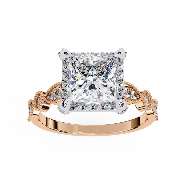 14k IGI certified princess ring with E-F color VVS-VS clarity diamonds 104