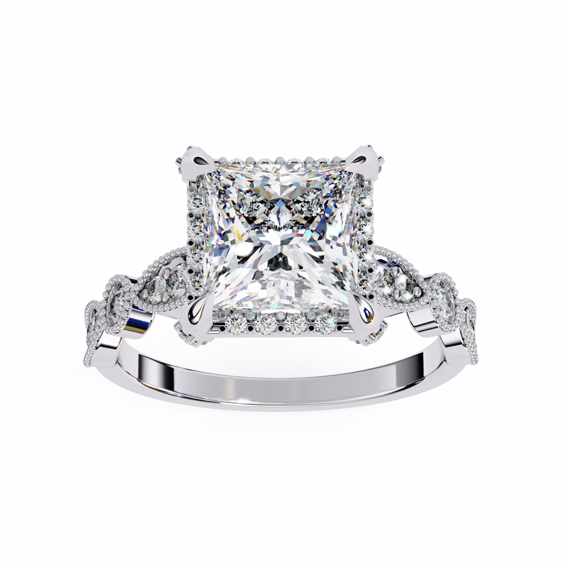 14k IGI certified princess ring with E-F color VVS-VS clarity diamonds 104