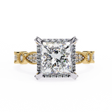14k IGI certified princess ring with E-F color VVS-VS clarity diamonds 104