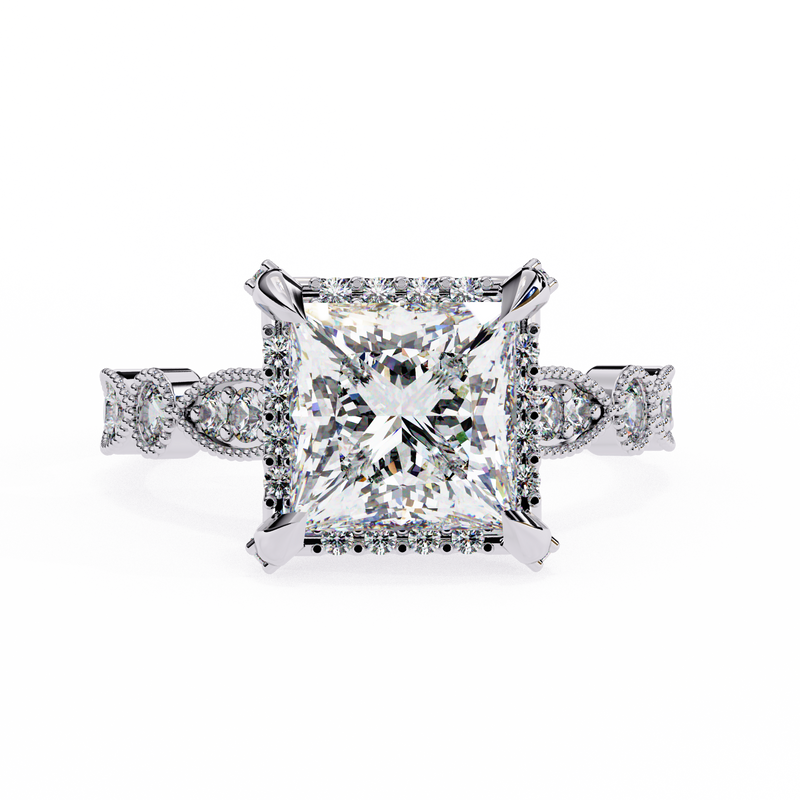 14k IGI certified princess ring with E-F color VVS-VS clarity diamonds 104