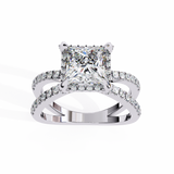 14k IGI certified princess ring with E-F color VVS-VS clarity diamonds 105