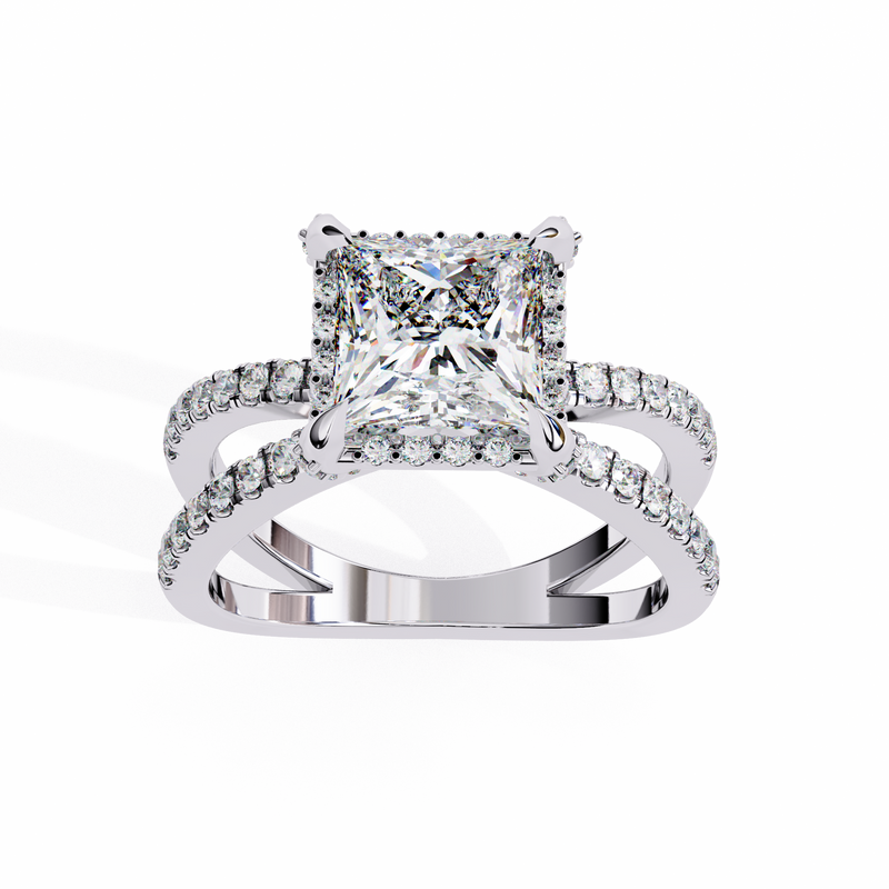 14k IGI certified princess ring with E-F color VVS-VS clarity diamonds 105