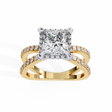 14k IGI certified princess ring with E-F color VVS-VS clarity diamonds 105
