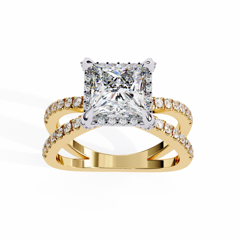 14k IGI certified princess ring with E-F color VVS-VS clarity diamonds 105