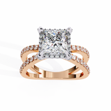 14k IGI certified princess ring with E-F color VVS-VS clarity diamonds 105