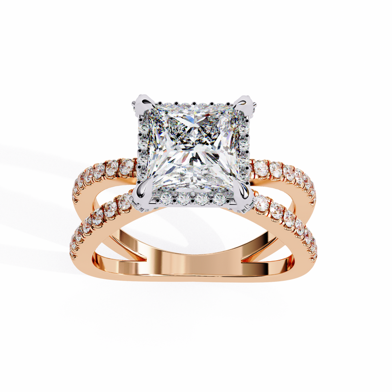 14k IGI certified princess ring with E-F color VVS-VS clarity diamonds 105