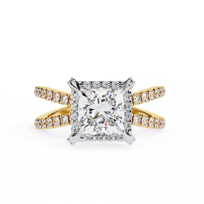 14k IGI certified princess ring with E-F color VVS-VS clarity diamonds 105