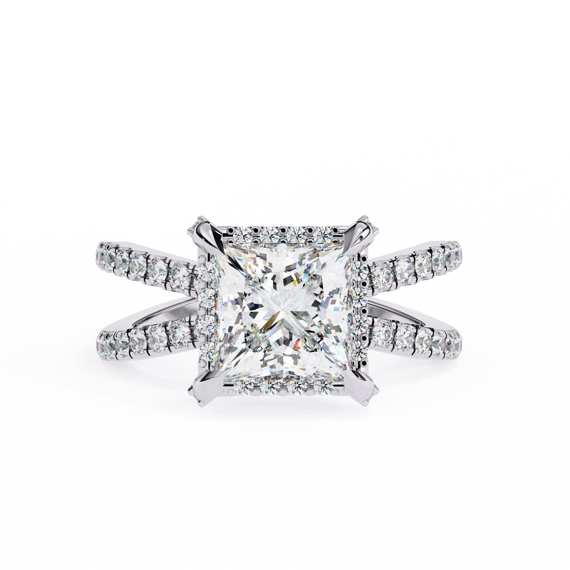 14k IGI certified princess ring with E-F color VVS-VS clarity diamonds 105