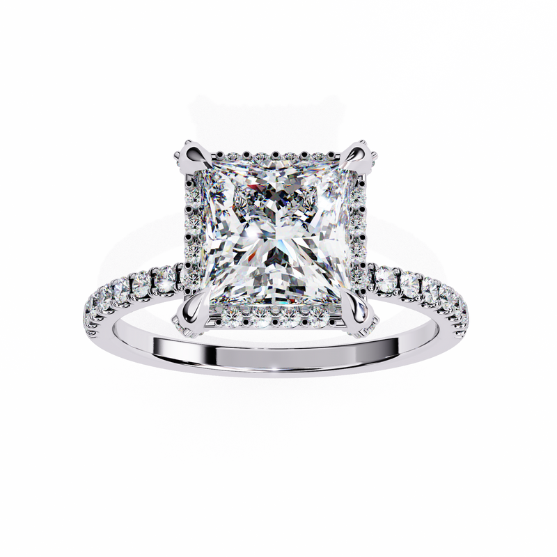 14k IGI certified princess ring with E-F color VVS-VS clarity diamonds 106