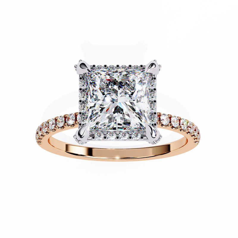 14k IGI certified princess ring with E-F color VVS-VS clarity diamonds 106