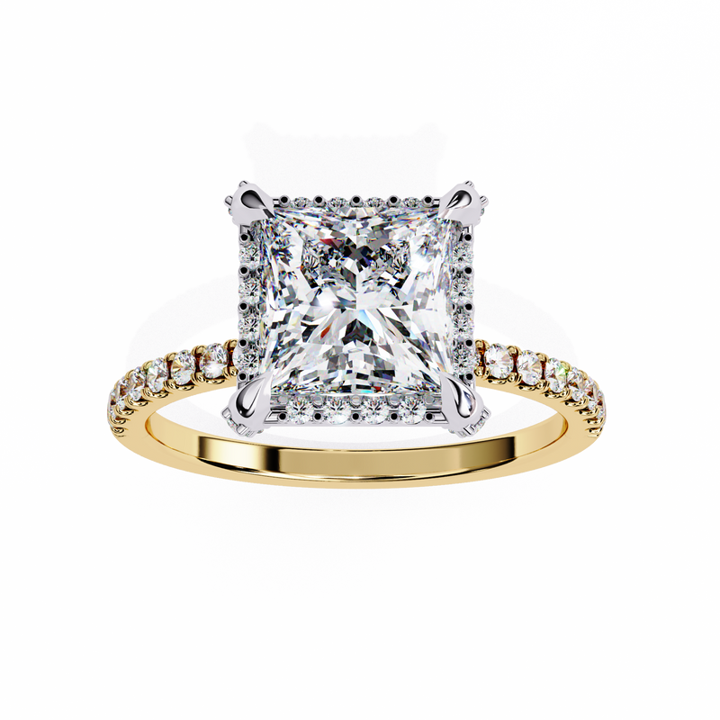 14k IGI certified princess ring with E-F color VVS-VS clarity diamonds 106