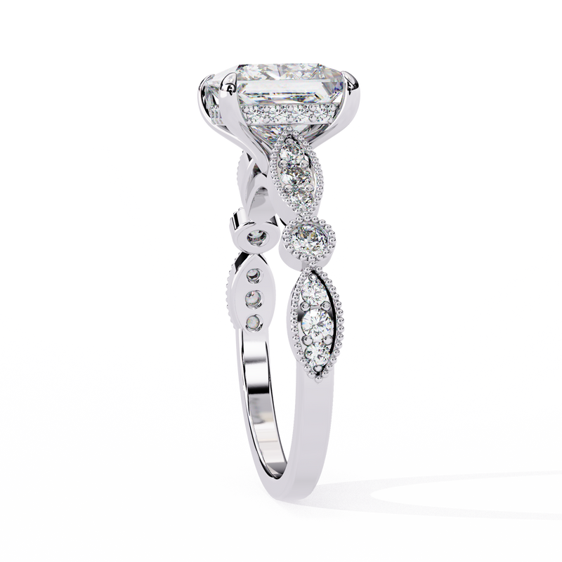 14k IGI certified princess ring with E-F color VVS-VS clarity diamonds 107
