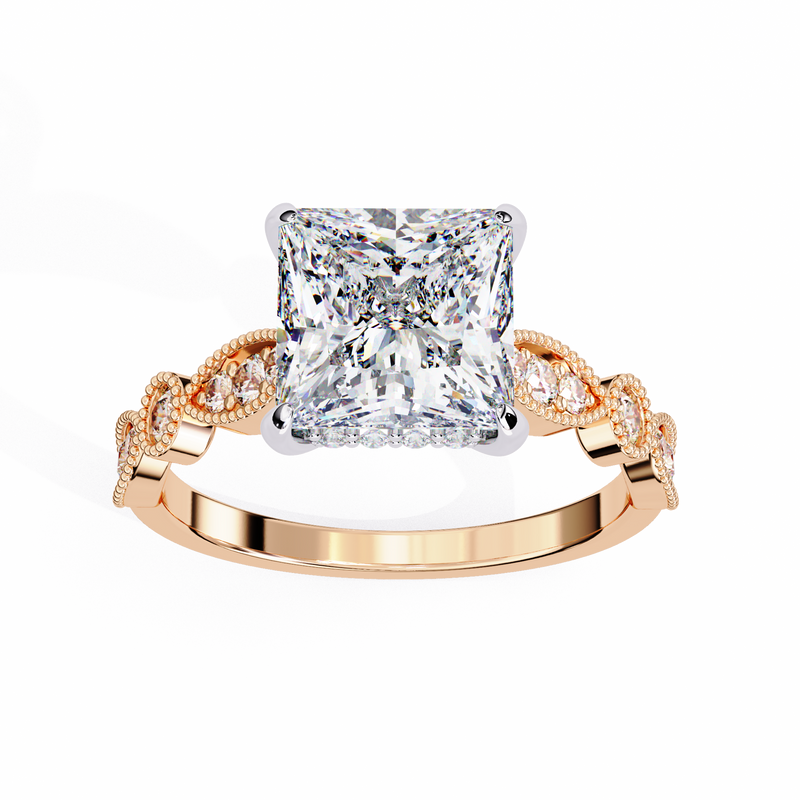 14k IGI certified princess ring with E-F color VVS-VS clarity diamonds 107