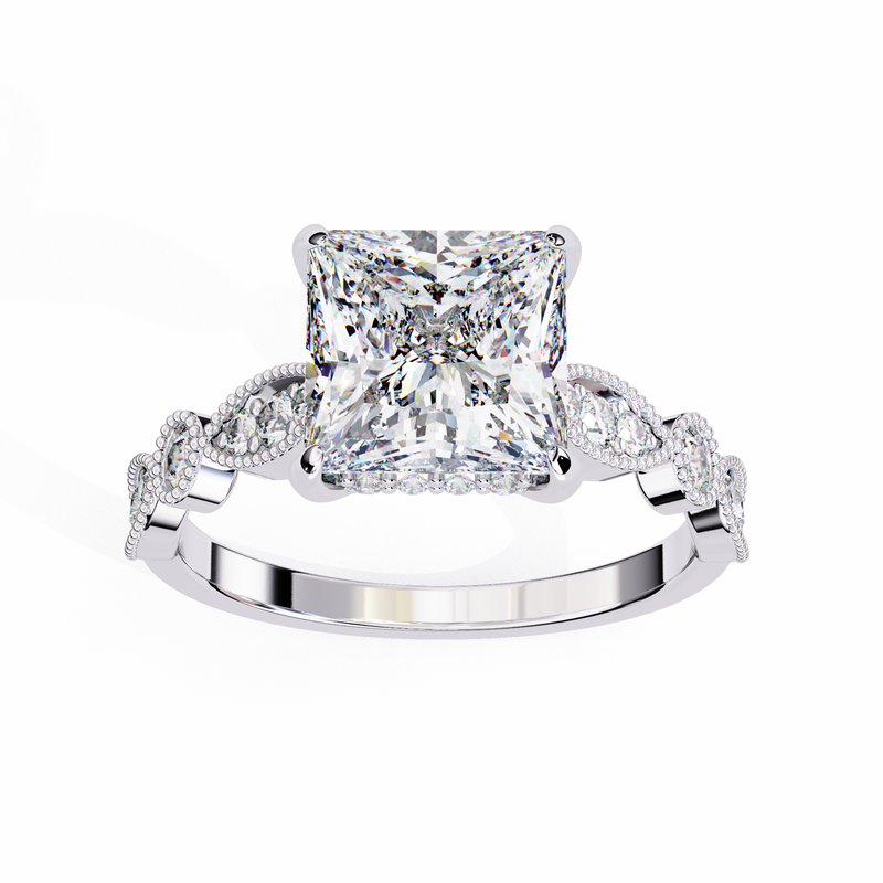 14k IGI certified princess ring with E-F color VVS-VS clarity diamonds 107