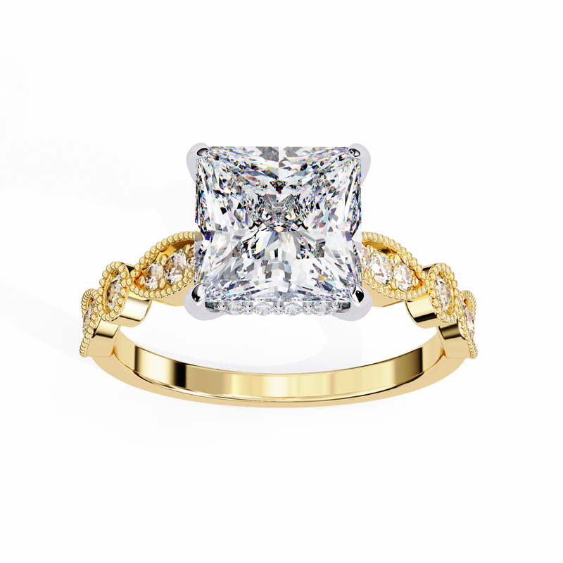 14k IGI certified princess ring with E-F color VVS-VS clarity diamonds 107