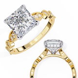 14k IGI certified princess ring with E-F color VVS-VS clarity diamonds 107