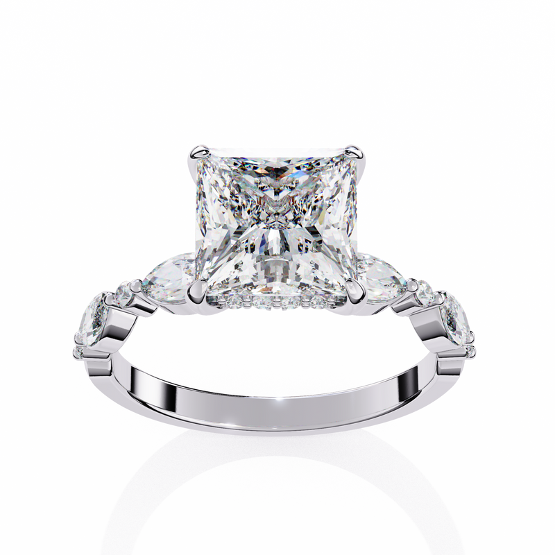 14k IGI certified princess ring with E-F color VVS-VS clarity diamonds 108