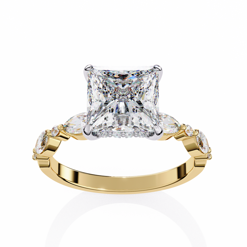 14k IGI certified princess ring with E-F color VVS-VS clarity diamonds 108
