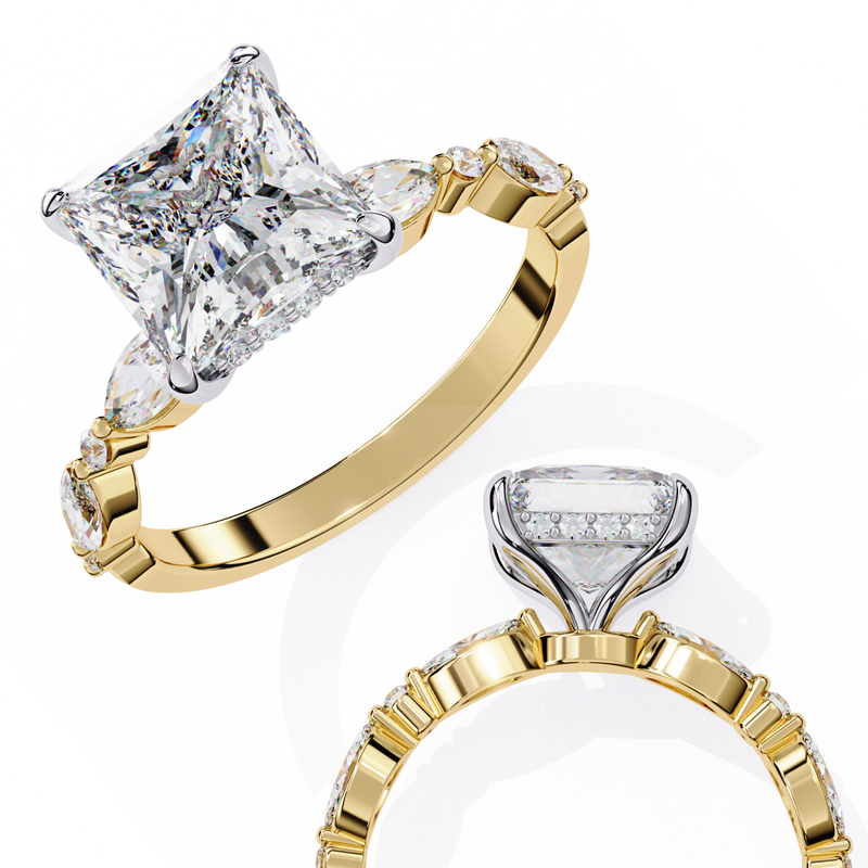 14k IGI certified princess ring with E-F color VVS-VS clarity diamonds 108