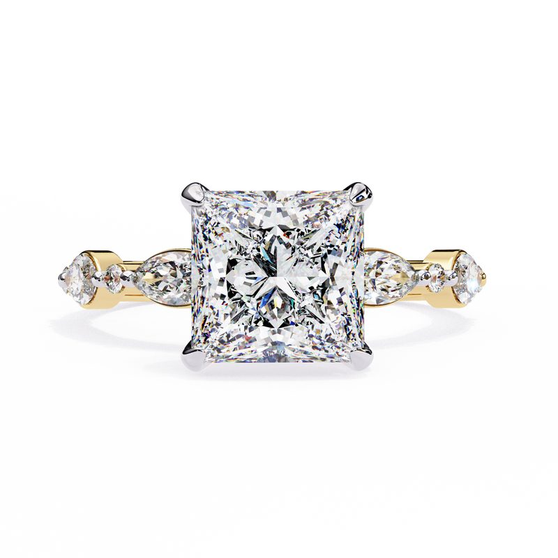 14k IGI certified princess ring with E-F color VVS-VS clarity diamonds 108