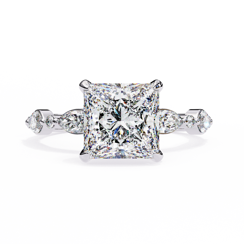 14k IGI certified princess ring with E-F color VVS-VS clarity diamonds 108