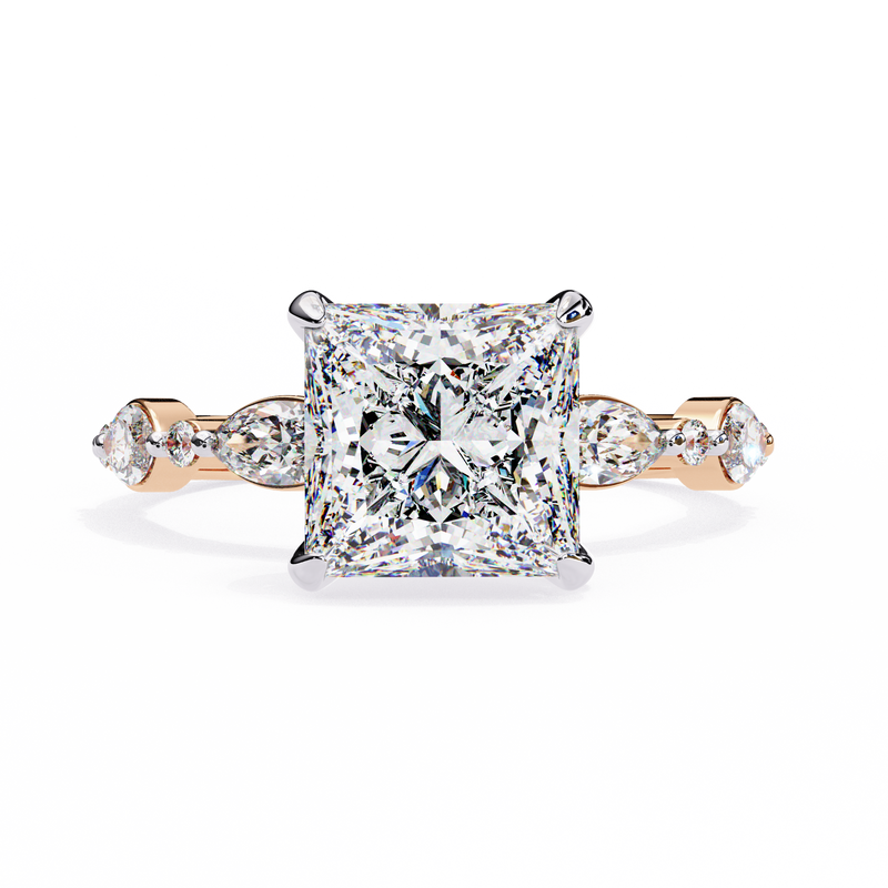 14k IGI certified princess ring with E-F color VVS-VS clarity diamonds 108