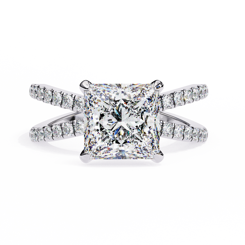 14k IGI certified princess ring with E-F color VVS-VS clarity diamonds 109