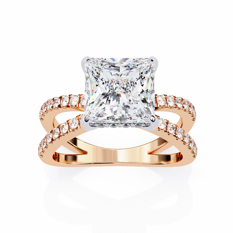 14k IGI certified princess ring with E-F color VVS-VS clarity diamonds 109