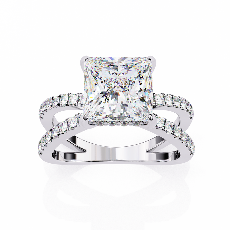 14k IGI certified princess ring with E-F color VVS-VS clarity diamonds 109