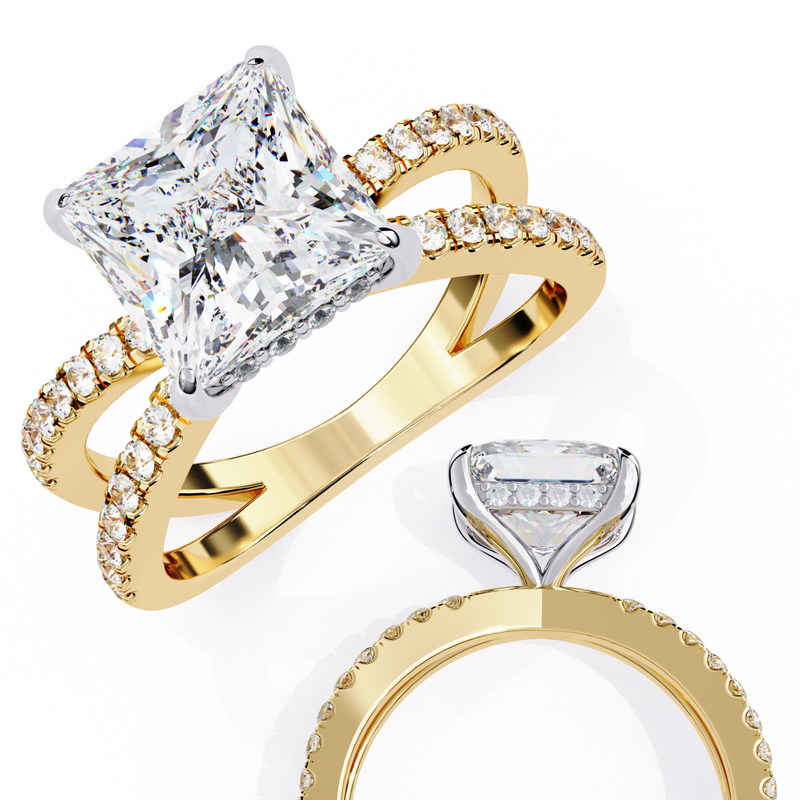 14k IGI certified princess ring with E-F color VVS-VS clarity diamonds 109