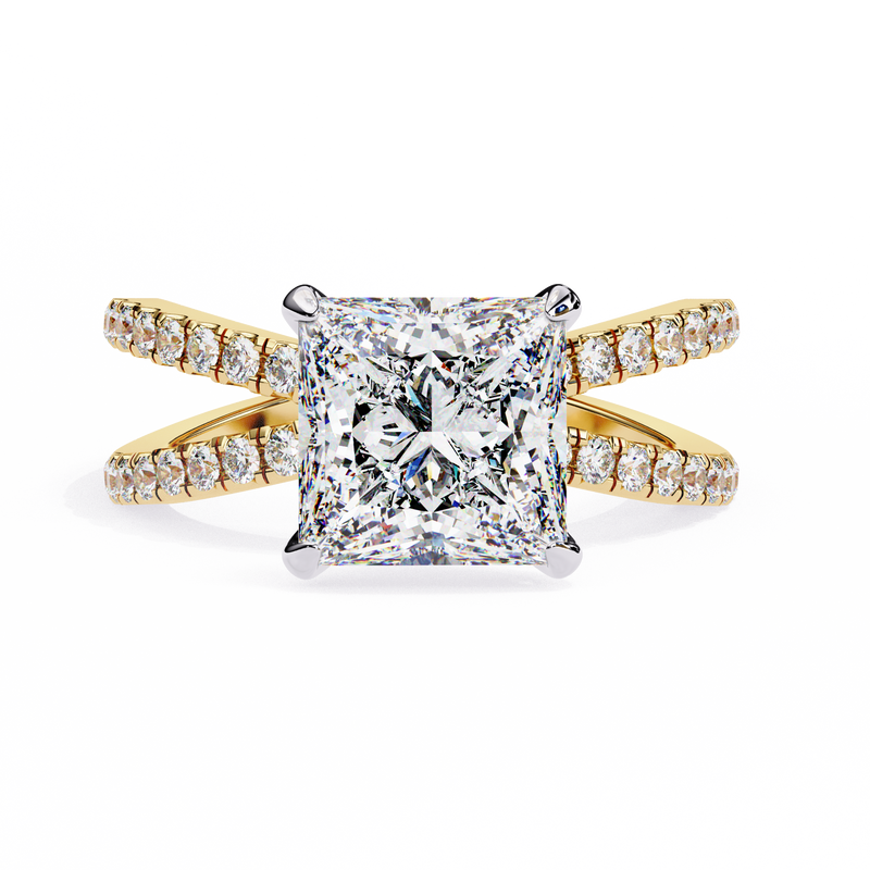 14k IGI certified princess ring with E-F color VVS-VS clarity diamonds 109