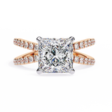 14k IGI certified princess ring with E-F color VVS-VS clarity diamonds 109