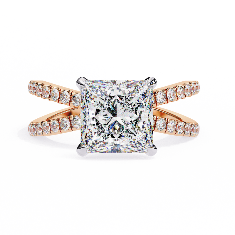 14k IGI certified princess ring with E-F color VVS-VS clarity diamonds 109