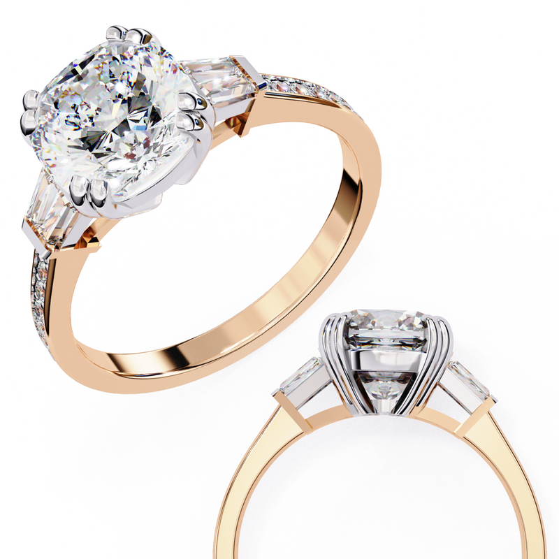 14k IGI certified cushion ring with E-F color VVS-VS clarity diamonds 117