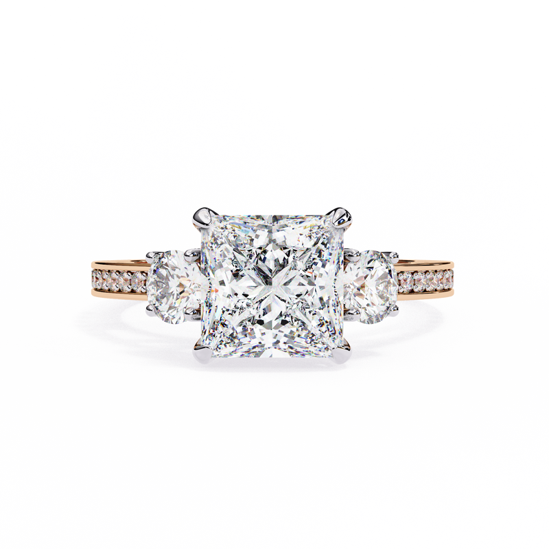 14k IGI certified princess ring with E-F color VVS-VS clarity diamonds 122