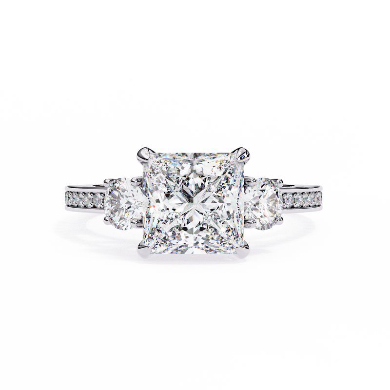 14k IGI certified princess ring with E-F color VVS-VS clarity diamonds 122