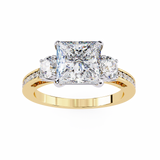 14k IGI certified princess ring with E-F color VVS-VS clarity diamonds 122