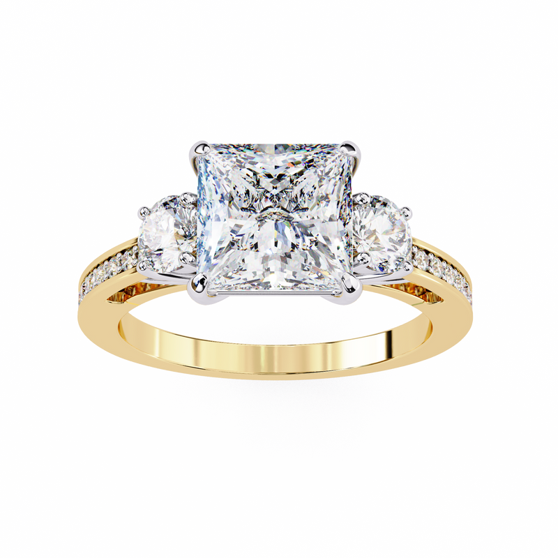 14k IGI certified princess ring with E-F color VVS-VS clarity diamonds 122