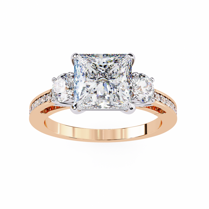 14k IGI certified princess ring with E-F color VVS-VS clarity diamonds 122