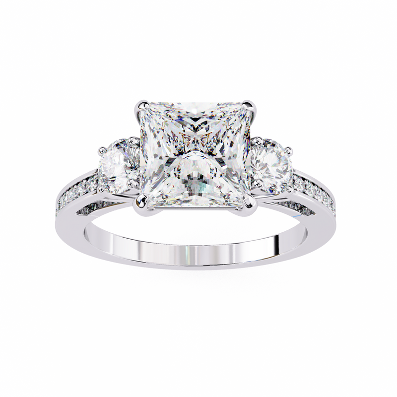 14k IGI certified princess ring with E-F color VVS-VS clarity diamonds 122