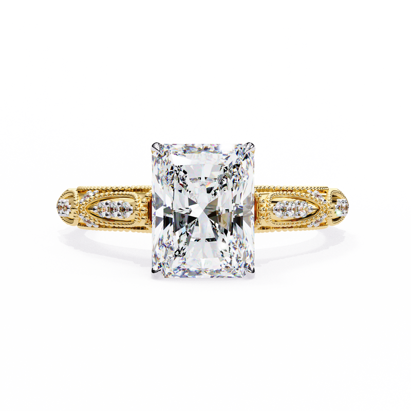 14k IGI certified radiant ring with E-F color VVS-VS clarity diamonds 123