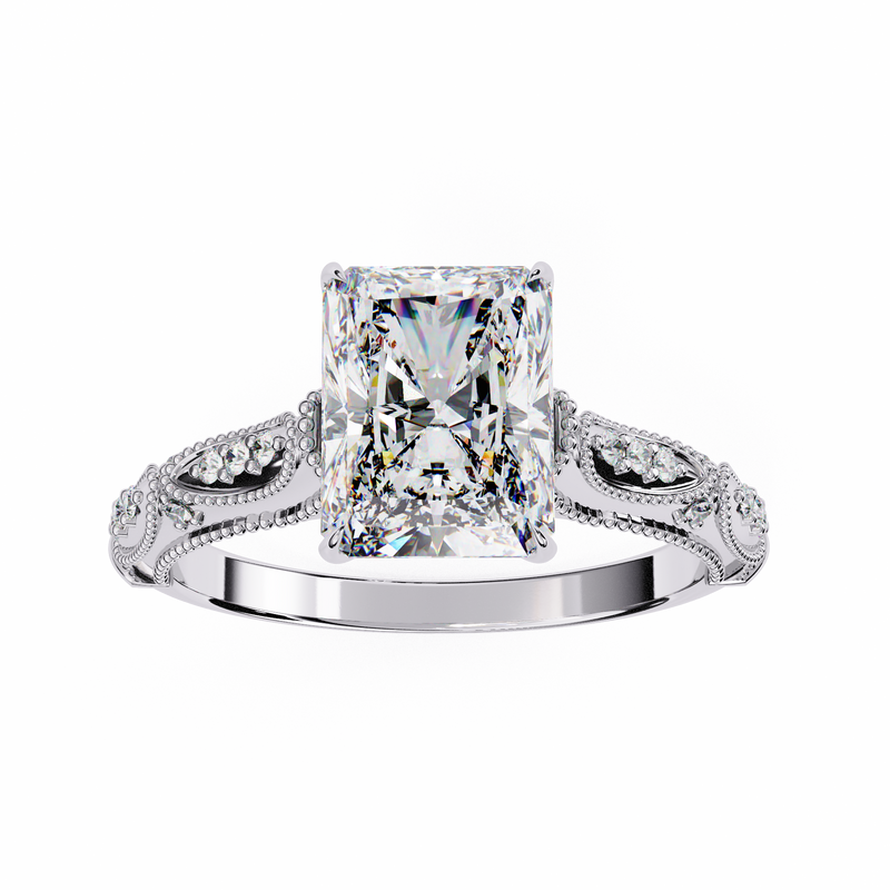 14k IGI certified radiant ring with E-F color VVS-VS clarity diamonds 123