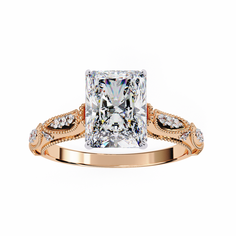 14k IGI certified radiant ring with E-F color VVS-VS clarity diamonds 123