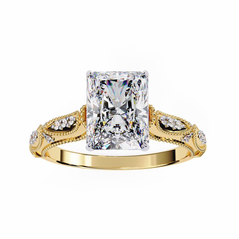 14k IGI certified radiant ring with E-F color VVS-VS clarity diamonds 123