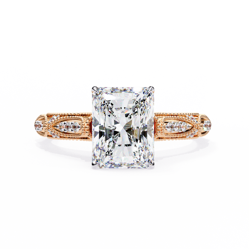 14k IGI certified radiant ring with E-F color VVS-VS clarity diamonds 123