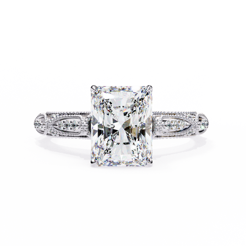 14k IGI certified radiant ring with E-F color VVS-VS clarity diamonds 123