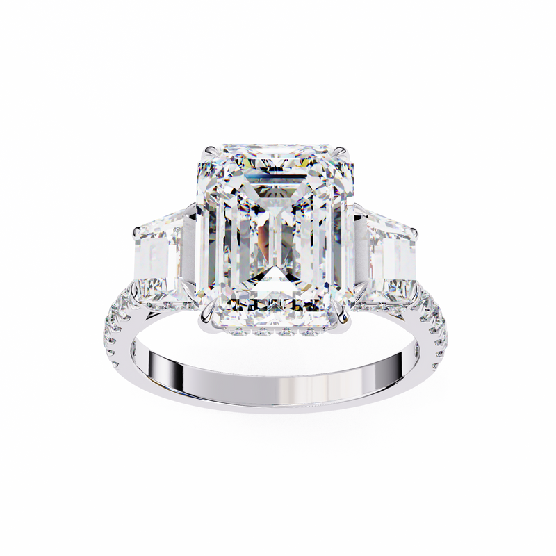 14k IGI certified emerald ring with E-F color VVS-VS clarity diamonds 126
