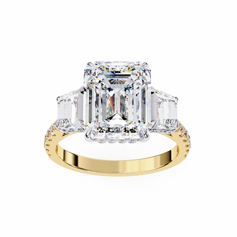 14k IGI certified emerald ring with E-F color VVS-VS clarity diamonds 126